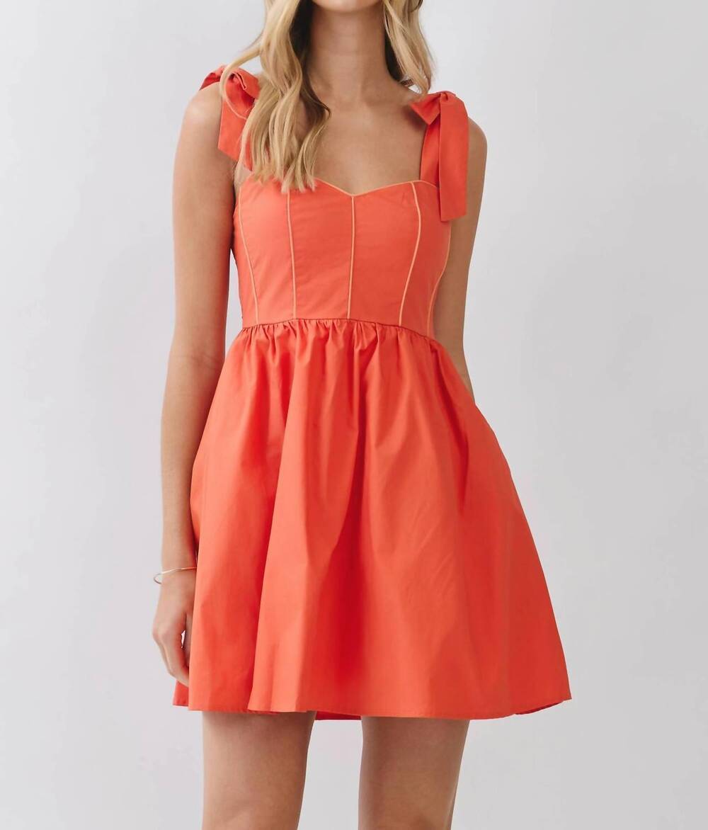 NEW TCEC weekend favorite tie shoulder mini dress in orange